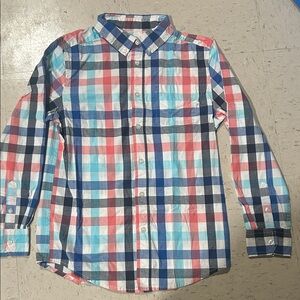 Wonder Nation Kids Plaid Button-Down Shirt - Red, Blue, White